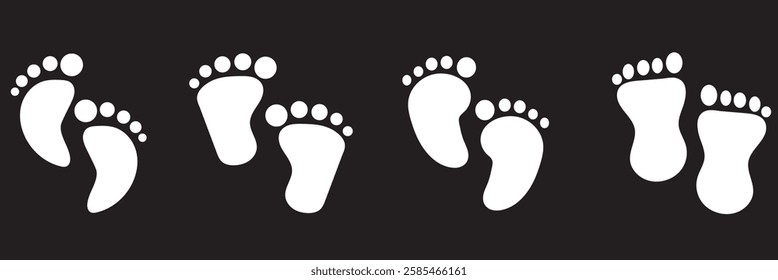 Baby footsteps vector illustration set - pairs of pink and blue footprints in flat style . Vector Illustration. 1176