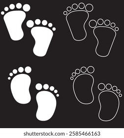 Baby footsteps vector illustration set - pairs of pink and blue footprints in flat style . Vector Illustration. 1176