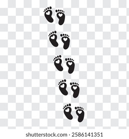 Baby footsteps vector illustration set pairs of colorful foot prints in flat style. White background. Variety colorful Design.