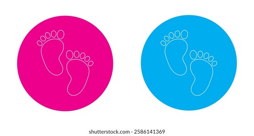 Baby footsteps vector illustration set pairs of colorful foot prints in flat style. White background. Variety colorful Design.