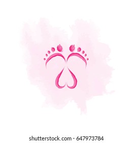 Baby footsteps watercolor vector illustration