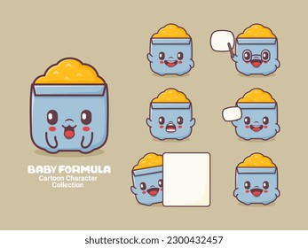 baby formula cartoon. vector illustration with different expressions