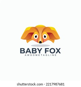 baby fox colorful logo design template