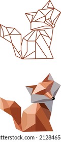 baby fox made of triangles. vector graphics. Line graphics. Eps 10