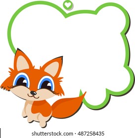 Baby Fox with space for your message isolated on white background