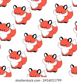 Baby fox vector cartoon seamless pattern background for wallpaper, wrapping, packing, and backdrop.