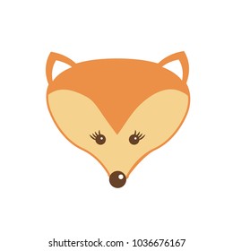 Baby fox. Vector illustration of cute  animal face icon isolated on white background. Child and baby print design