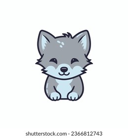 baby fox, ilustración de iconos llanos de lobo para vivero
