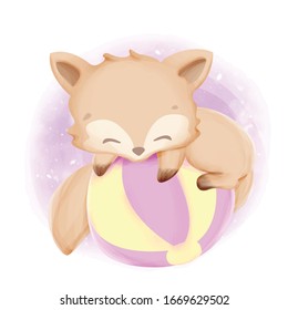 baby foxy with a ball