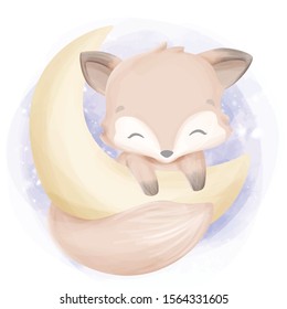 Baby Foxy Feel Happy on the Moon