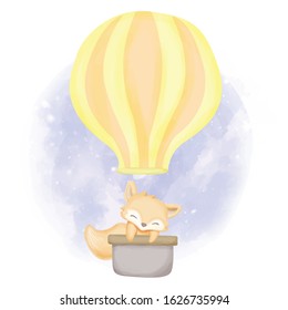 baby foxy with flying balloon