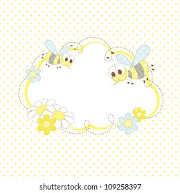 baby frame with bees and flowers