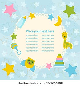 baby frame blue - vector illustration
