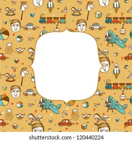 Baby frame with funny baby boys pattern