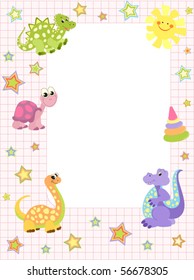 Baby frame or invitation, for girls