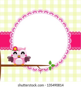 baby frame with owl, vector eps 10