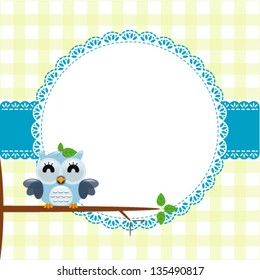 baby frame with owl, vector eps 10