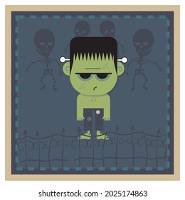 Baby Frankenstein in Halloween card