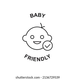 Baby friendly suitable icon in black line style icon, style isolated on white background