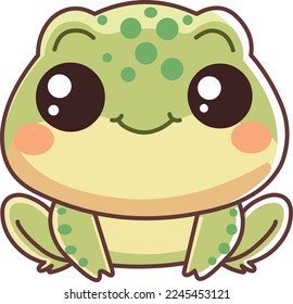 Baby frog smiling in a kawaii style