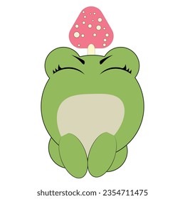 Baby frog smiling in a kawaii style