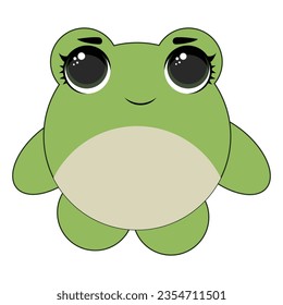 Baby frog smiling in a kawaii style