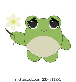 Baby frog smiling in a kawaii style