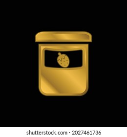 Baby Fruit Food Pot gold plated metalic icon or logo vector