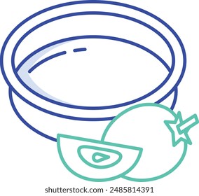 baby fruit puree bowl outline color vector illustration