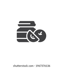 Baby fruit puree vector icon. filled flat sign for mobile concept and web design. Baby food jar glyph icon. Symbol, logo illustration. Vector graphics