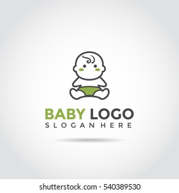 Baby funny logo template. black and green logo for business and industrial. Vector Illutrator eps.10