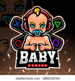 Babygamer-Maskottchen. Logo-Design für den Hafen