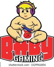 baby gaming mascot logo vector
