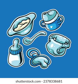 Baby gear mascot logo design with modern illustration concept style for badge, emblem and t shirt printing. Baby gear sticker pack illustration.