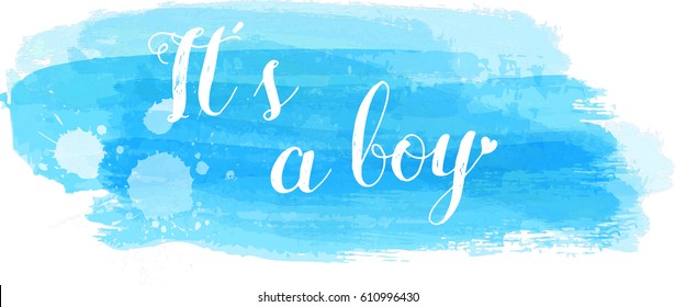 Baby gender reveal concept illustration. It's a boy. Blue colored. 