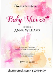 Baby gender reveal concept illustration. Template for baby shower invitation. 