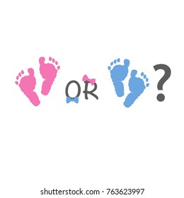 Baby gender reveal. Pink and blue baby foot prints