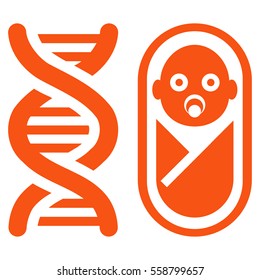 Baby Genetics vector icon. Flat orange symbol. Pictogram is isolated on a white background. Designed for web and software interfaces.