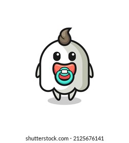baby ghost cartoon character with pacifier , cute style design for t shirt, sticker, logo element