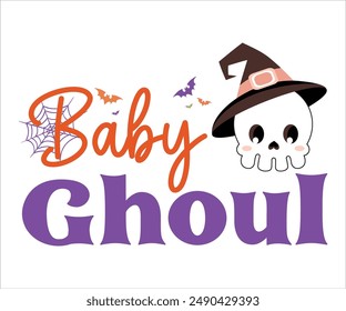 Baby Ghoul T-Shirt, Coquette Halloween, Halloween Quotes, Fall Design, Pumpkin T-shirt, October T-shirt, Funny Halloween Shirts, Cut File For Cricut And Silhouette