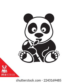 Bebé Giant Panda oso con icono vectorial de bambú. Símbolo de especie en peligro de extinción.