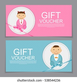 Baby Gift Voucher Template. Vector Illustration. EPS10