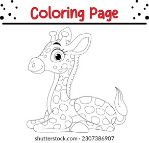 Baby giraffe cartoon coloring page illustration vector. Animals sketch. Animals coloring book