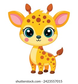 baby giraffe cartoon on white