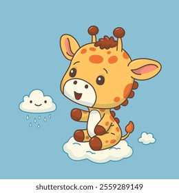 Baby Giraffe in Cartoon Style