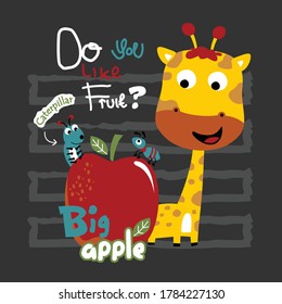 Baby giraffe and friends funny animal cartoon,vector illustration