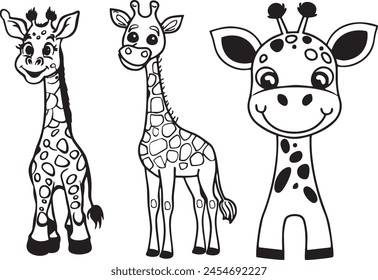 baby giraffe icon happy cute cartoon style coloring book for kids