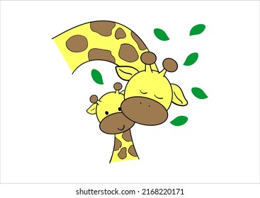 baby giraffe and mom cute design graphic for baby 