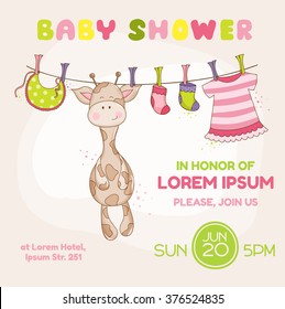 Baby Giraffe Shower Card - with place for your text - in vector