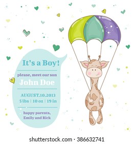 Baby Giraffe Shower Card - with place for your text - in vector